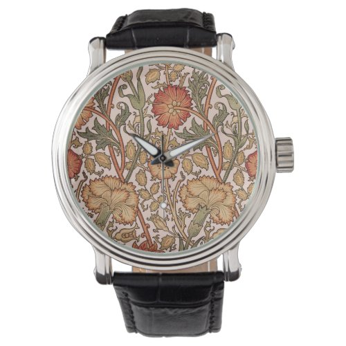 William Morris Pink Rose Flower Wallpaper Pattern Watch