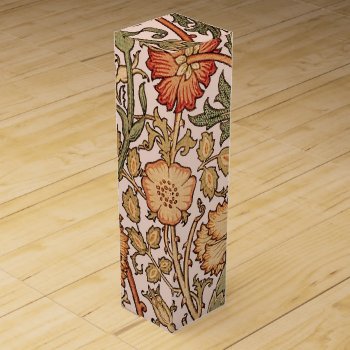 William Morris Pink Rose Flower Wallpaper Pattern Wine Box by antiqueart at Zazzle