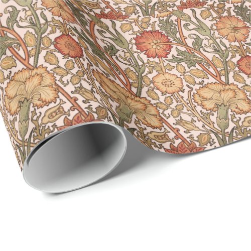 William Morris Pink Rose Flower Wallpaper Pattern Wrapping Paper