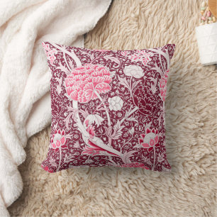 William Morris Pink Rose Gold Floral Pattern Throw Pillow