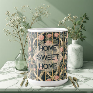 William Morris Pink Roses Trellis Home Sweet Home Coffee Mug