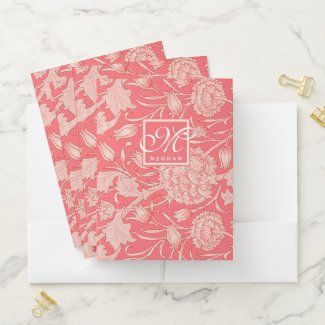 William Morris - Pink Wild Tulips & Monogram Pocket Folder