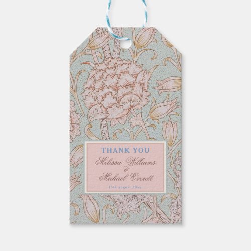 William Morris Pink Wild Tulips Wedding Thank You Gift Tags