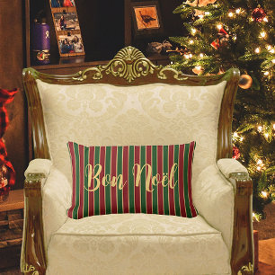 William Morris Poinsettia Bon Noël Personalized Accent Pillow