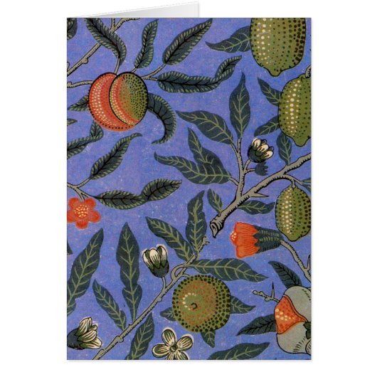 William Morris Pomegranate Blue Colorful Wallpaper Cards (Front)