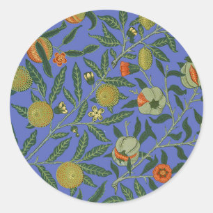 William Morris Pomegranate Blue Colorful Wallpaper Classic Round Sticker