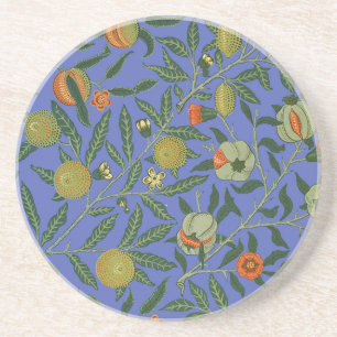 William Morris Pomegranate Blue Colorful Wallpaper Drink Coaster