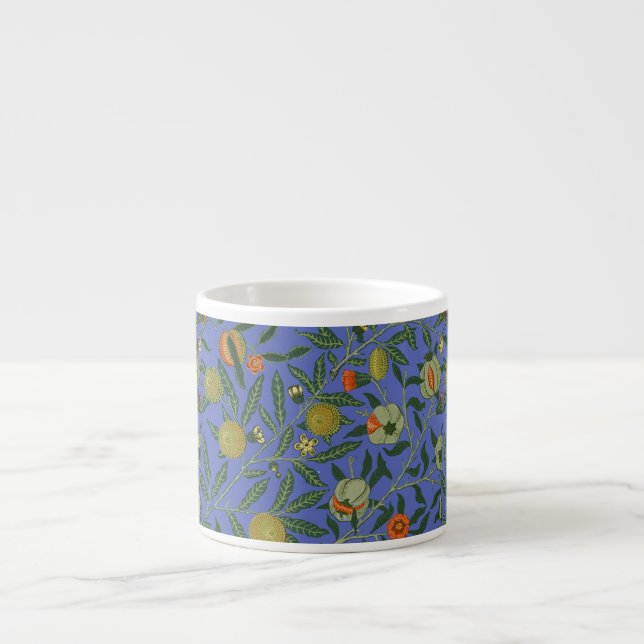 William Morris Pomegranate Blue Colorful Wallpaper Espresso Cup (Front)