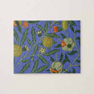 William Morris Pomegranate Blue Colorful Wallpaper Jigsaw Puzzle