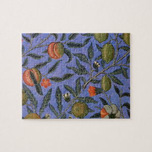 William Morris Pomegranate Blue Colorful Wallpaper Jigsaw Puzzle