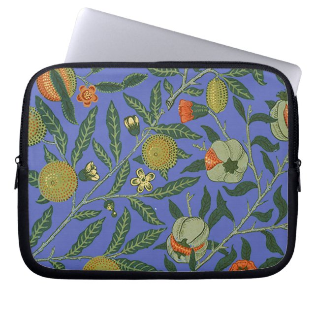 William Morris Pomegranate Blue Colorful Wallpaper Laptop Sleeve (Front)
