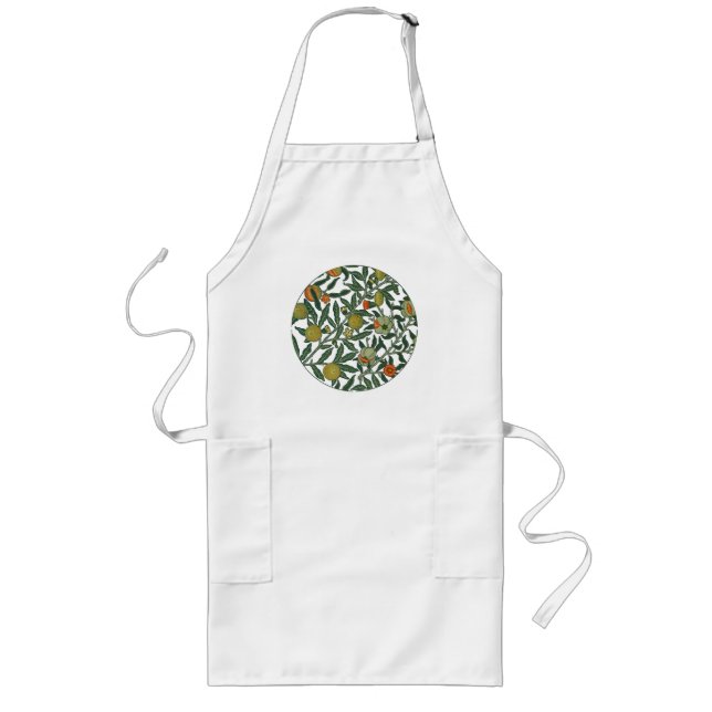 William Morris Pomegranate Blue Colorful Wallpaper Long Apron (Front)