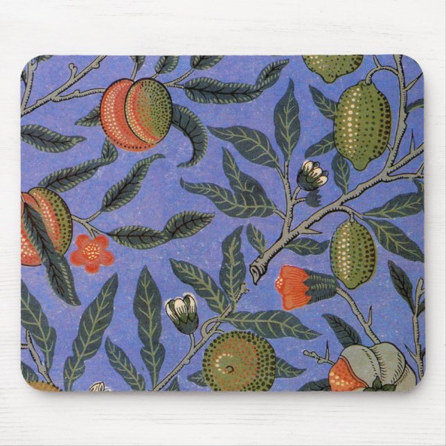 William Morris Pomegranate Blue Colorful Wallpaper Mouse Pad (Front)