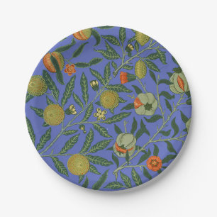 William Morris Pomegranate Blue Colorful Wallpaper Paper Plates