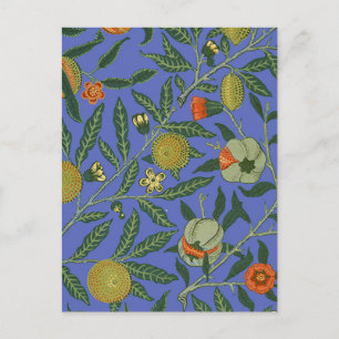 William Morris Pomegranate Blue Colorful Wallpaper Postcard