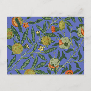 William Morris Pomegranate Blue Colorful Wallpaper Postcard