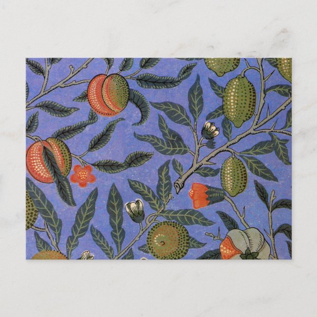 William Morris Pomegranate Blue Colorful Wallpaper Postcard (Front)