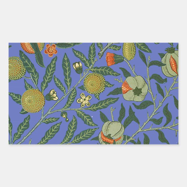 William Morris Pomegranate Blue Colorful Wallpaper Rectangular Sticker (Front)