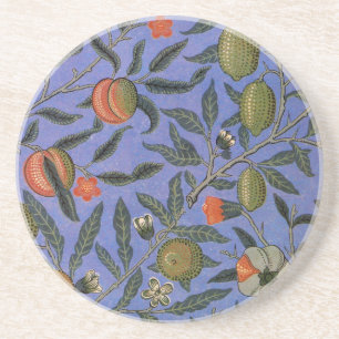 William Morris Pomegranate Blue Colorful Wallpaper Sandstone Coaster