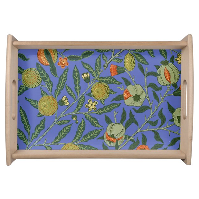 William Morris Pomegranate Blue Colorful Wallpaper Serving Tray (Front)