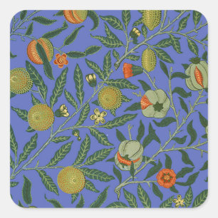 William Morris Pomegranate Blue Colorful Wallpaper Square Sticker