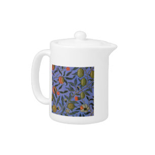 William Morris Pomegranate Blue Colorful Wallpaper Teapot
