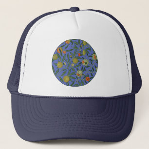 William Morris Pomegranate Blue Colorful Wallpaper Trucker Hat