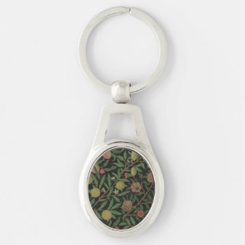 William Morris Pomegranate Classic Fruit Keychain by vintagechicdesign at Zazzle