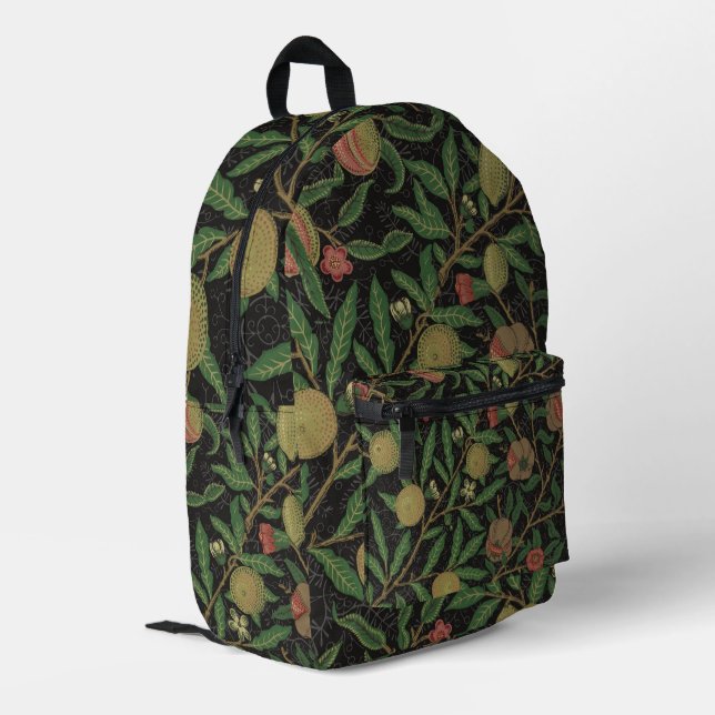 William Morris Pomegranate Classic Fruit Printed Backpack (Back Corner Left)