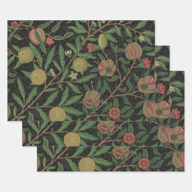 William Morris Pomegranate Classic Fruit Wrapping Paper Sheets (Set)