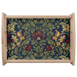 William Morris Pomegranate Floral Navy Pattern Serving Tray