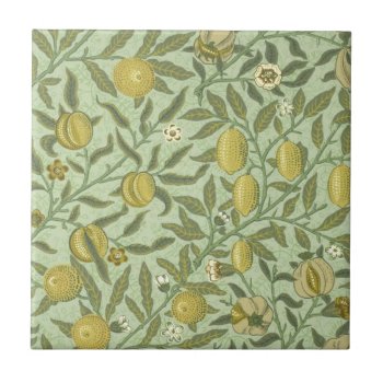 William Morris Pomegranate Fruit Design Ceramic Tile by wmorrispatterns at Zazzle