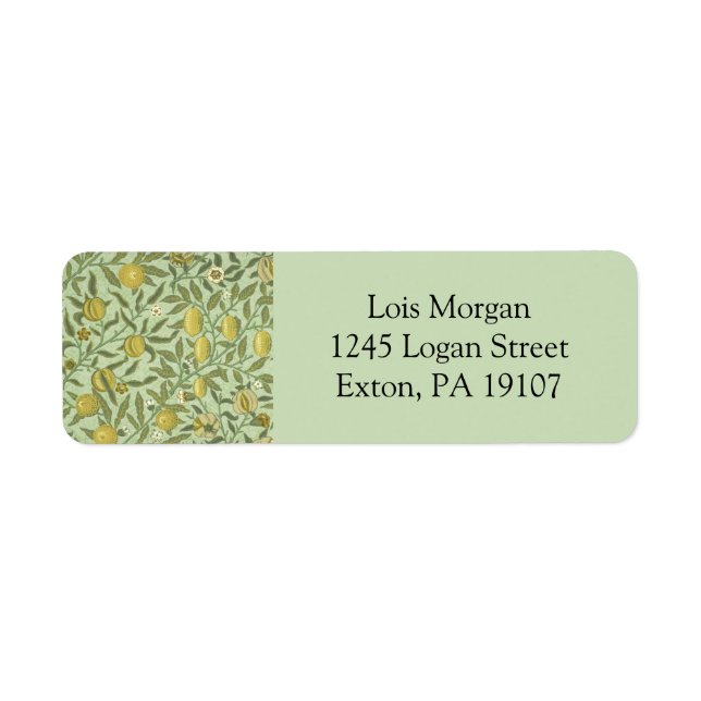William Morris Pomegranate Fruit Design Label (Front)