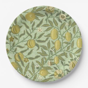 William Morris Pomegranate Fruit Design Paper Plates by wmorrispatterns at Zazzle