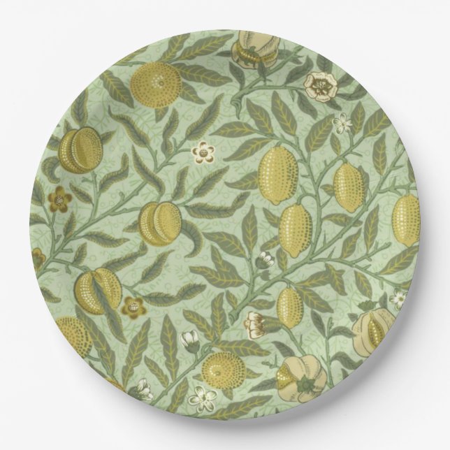 William Morris Pomegranate Fruit Design Paper Plates (Front)