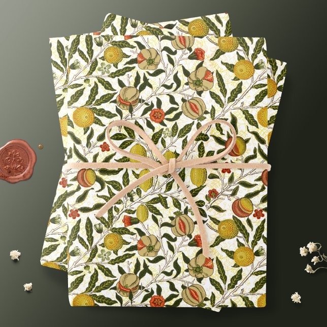 William Morris Pomegranate & Lemon Fruits Wrapping Paper Sheets (Creator Uploaded)