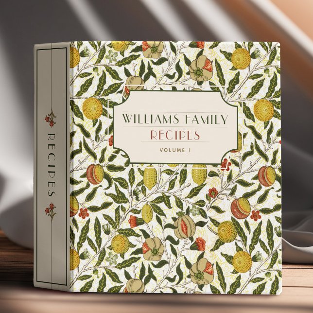 William Morris Pomegranate Lemons Fruits Pattern 3 Ring Binder (Creator Uploaded)