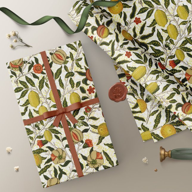 William Morris Pomegranate Lemons Fruits Pattern Wrapping Paper (Creator Uploaded)