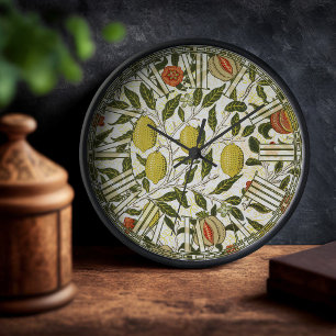 William Morris Pomegranate Lemons Vintage Pattern Clock
