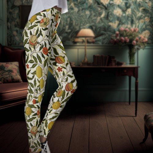 William Morris Pomegranate Lemons Yellow Fruits Leggings