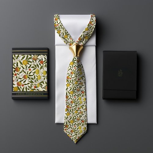 William Morris Pomegranate Lemons Yellow Fruits Neck Tie