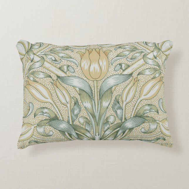 William Morris Pomegranate Pattern Antique Lily  Accent Pillow (Front)