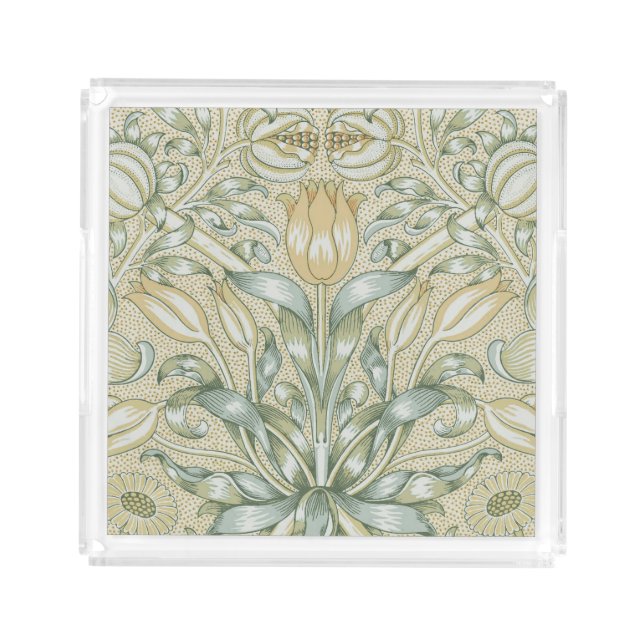 William Morris Pomegranate Pattern Antique Lily  Acrylic Tray (Front)