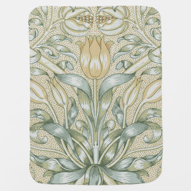 William Morris Pomegranate Pattern Antique Lily  Baby Blanket (Front)
