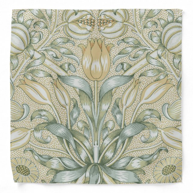 William Morris Pomegranate Pattern Antique Lily  Bandana (Front)