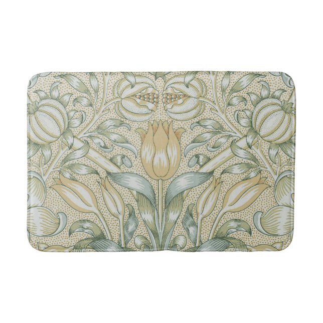 William Morris Pomegranate Pattern Antique Lily  Bath Mat (Front)