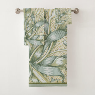 William Morris Pomegranate Pattern Antique Lily  Bath Towel Set