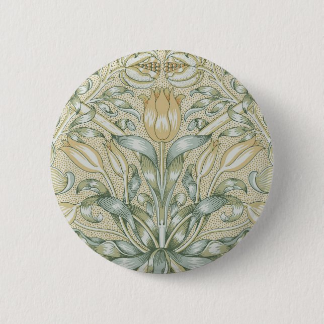 William Morris Pomegranate Pattern Antique Lily  Button (Front)