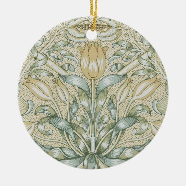 William Morris Pomegranate Pattern Antique Lily  Ceramic Ornament (Front)