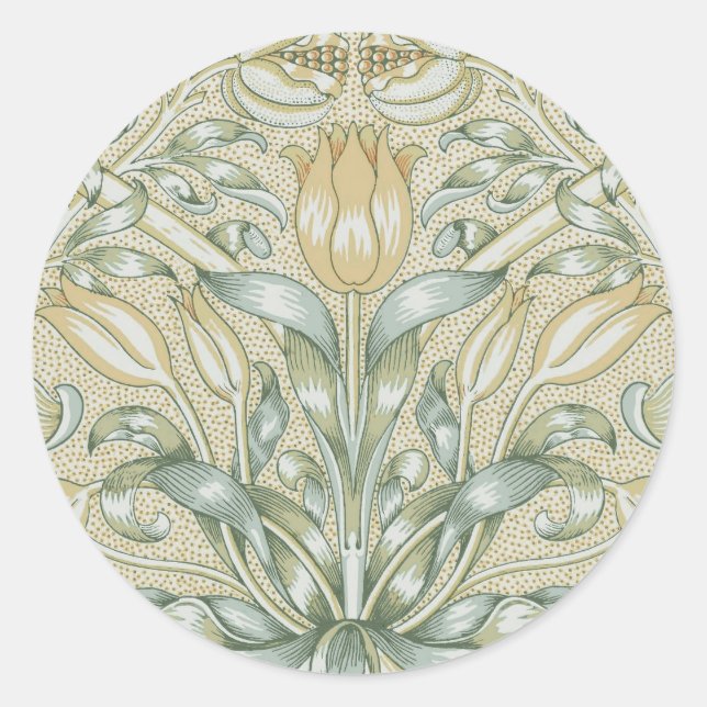 William Morris Pomegranate Pattern Antique Lily  Classic Round Sticker (Front)